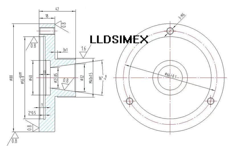 LLDSIMEX ER32 Collet Fixture Plain Back 80mm Dia. - Image 2